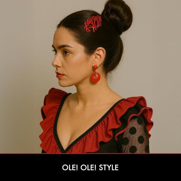 Spanish Hair Comb Small Peineta Flamenco Earrings Cultural Accessory main image 4